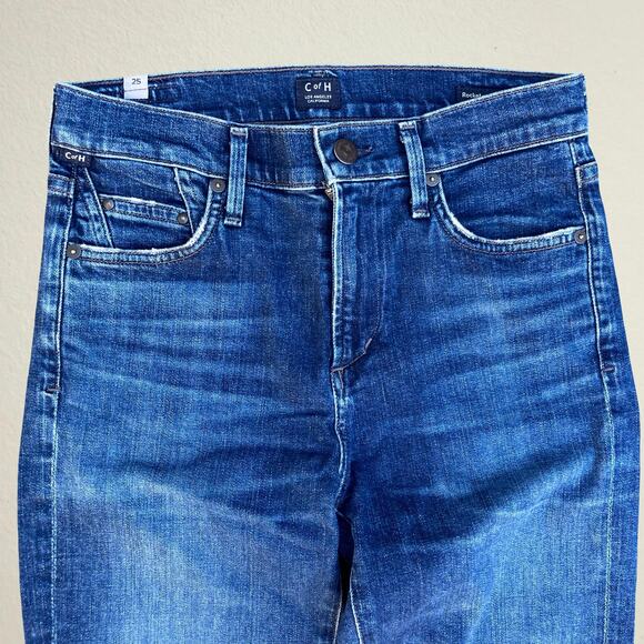 Citizens of Humanity high rise skinny jeans with cutoff frayed raw hem front cut - Picture 3 of 10